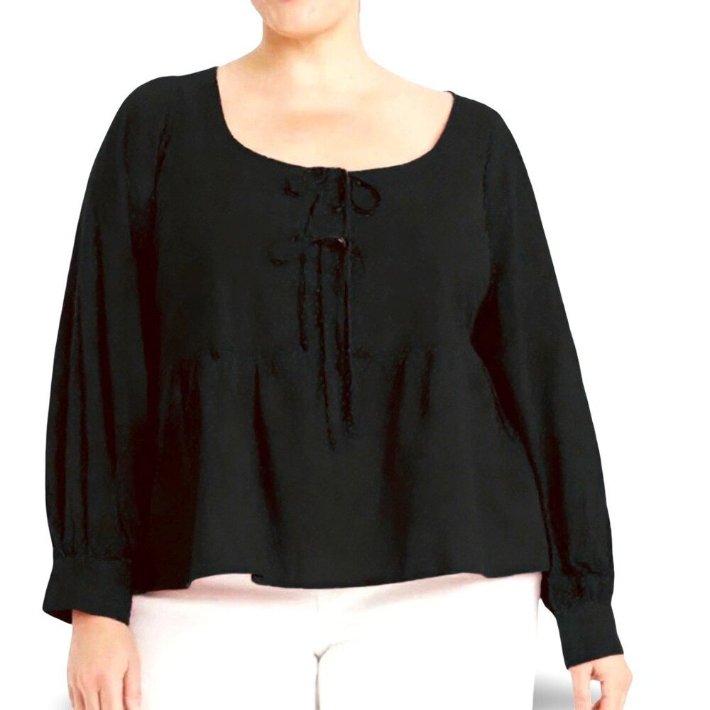 NWOT Ava & Viv Cute Peplum Blouse - Black, 4X ✨ 50% OFF W/ BUNDLE
